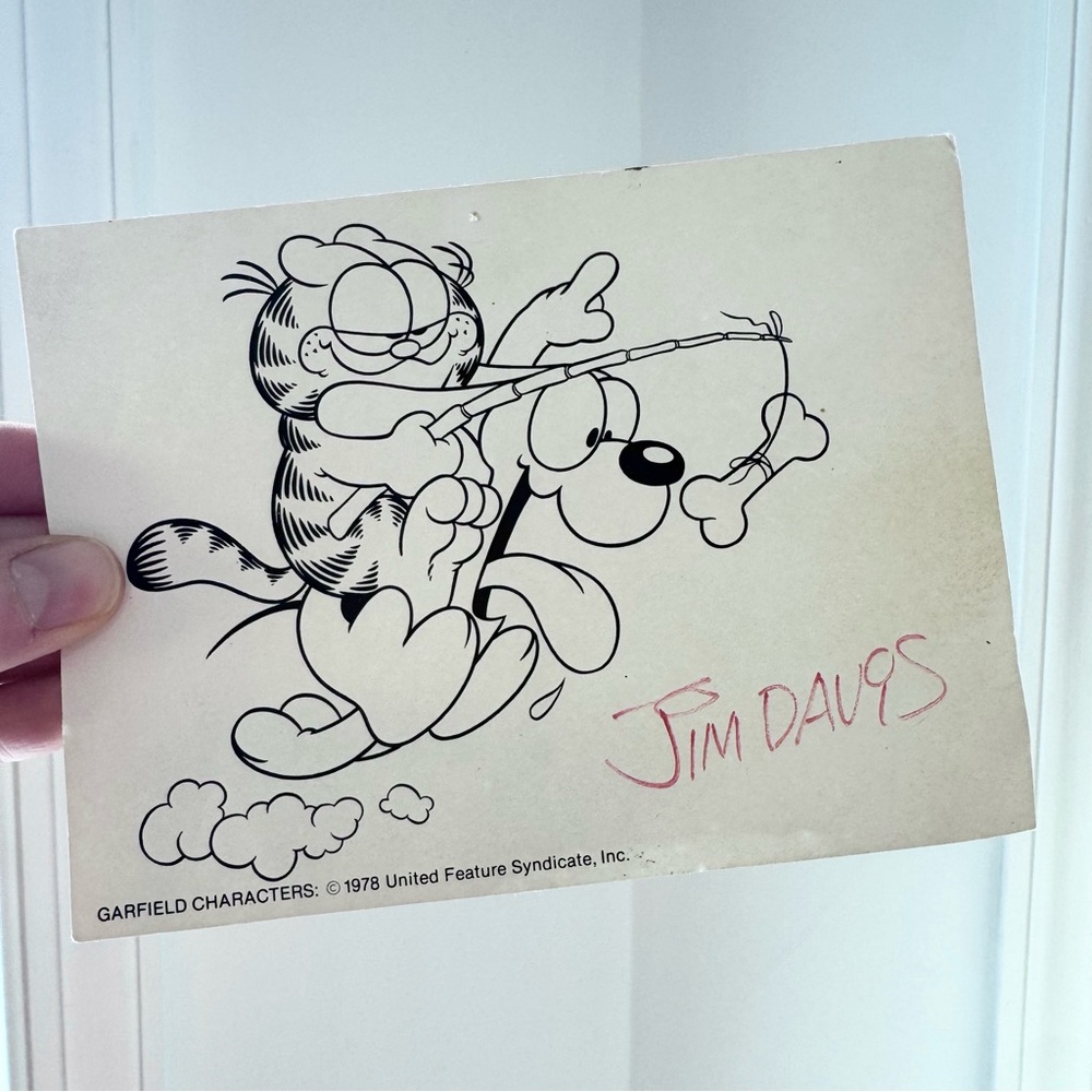 1978 SIGNED AUTOGRAPHED JIM DAVIS Garfield Cartoon Art Print
